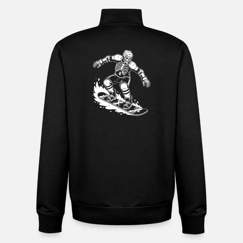 Skeleton on Snowboard Wave Rider - Unisex Organic Zip Sweatshirt by Stanley/Stella - black