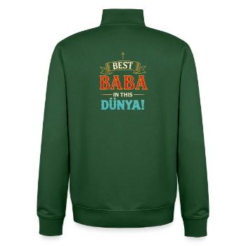 Best Baba in this Dünya - Bunter Vater Spruch - Unisex Organic Zip Sweatshirt von Stanley/Stella - Flaschengrün - Hinten - AI Model Male 185 dark (185cm)