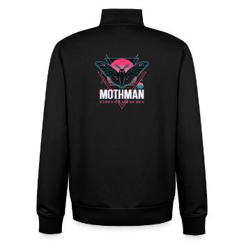 Mothman Retro Synthwave Cryptid Urban Legend 80s - Unisex Organic Zip Sweatshirt by Stanley/Stella - black - Back - AI Model Male 185 light (185cm)