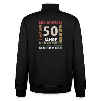 50e anniversaire Temps de maturité - Sweat zippé unisexe en coton bio Stanley/Stella - noir - Dos - AI Model Male 185 light (185cm)