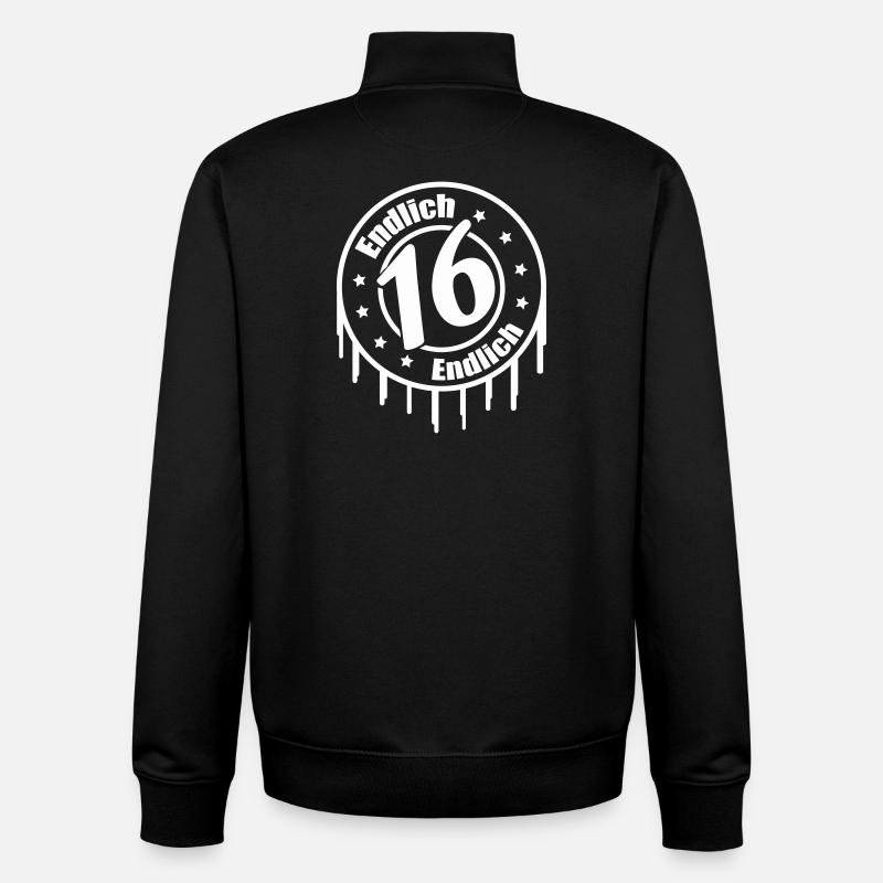 Enfin 16 ans - Sweat zippé unisexe en coton bio Stanley/Stella - noir