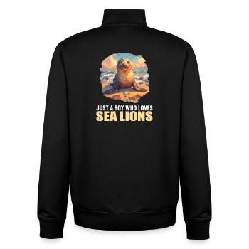 Sea Lions Sea Lion - Unisex Organic Zip Sweatshirt by Stanley/Stella - black - Back - AI Model Male 185 light (185cm)