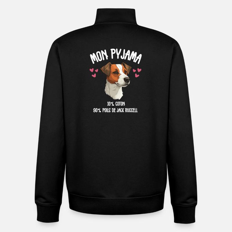 Pyjama Chien Jack Russell Humour - Sweat zippé unisexe en coton bio Stanley/Stella - noir