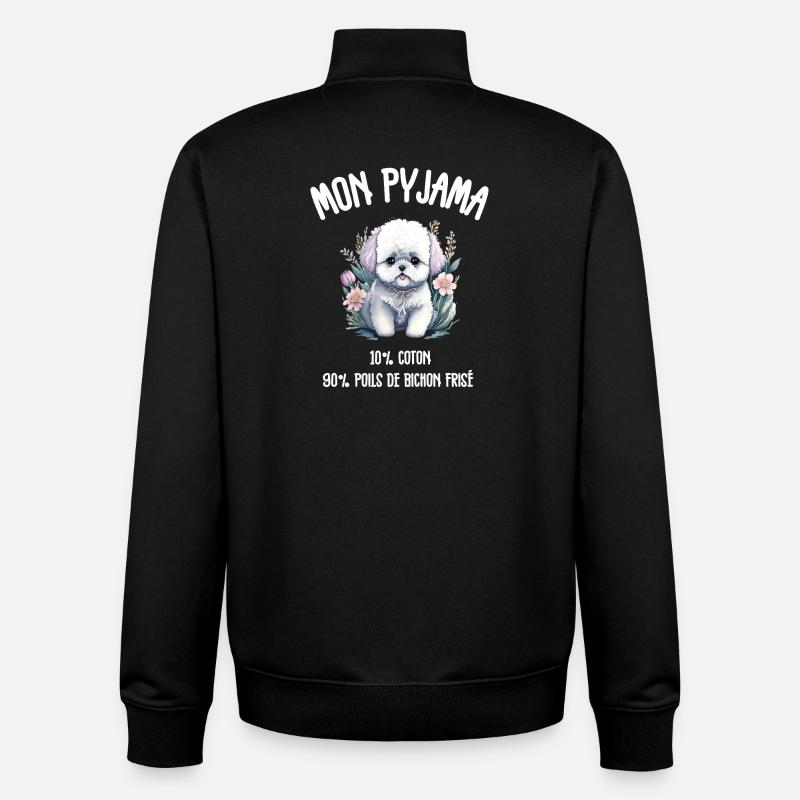 Pyjama Drôle Chien Bichon - Sweat zippé unisexe en coton bio Stanley/Stella - noir