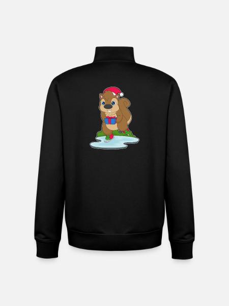 Eichhörnchen Weihnachten Eislaufen - Unisex Organic Zip Sweatshirt by Stanley/Stella - black