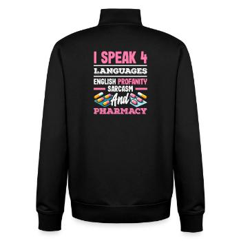 Speak 4 Languages Funny Pharmacist - Unisex Organic Zip Sweatshirt by Stanley/Stella - black - Back - AI Model Male 185 light (185cm)