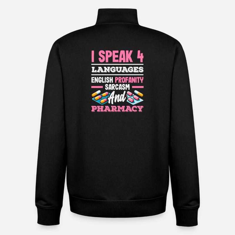 Sprich 4 Sprachen Lustiger Apotheker - Unisex Organic Zip Sweatshirt von Stanley/Stella - Schwarz