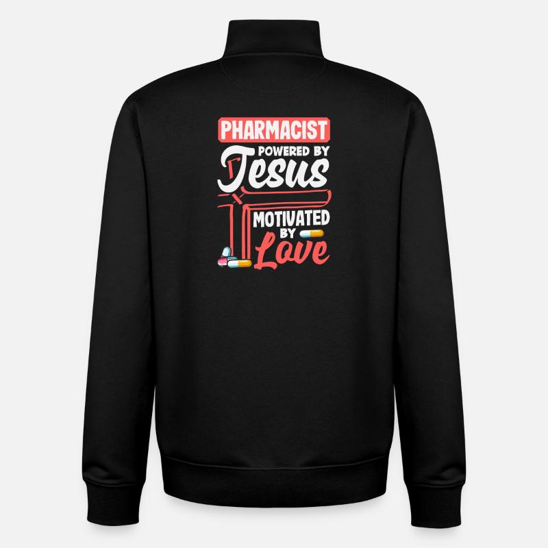 Pharmacien Jésus Pharmacien Christian - Sweat zippé unisexe en coton bio Stanley/Stella - noir