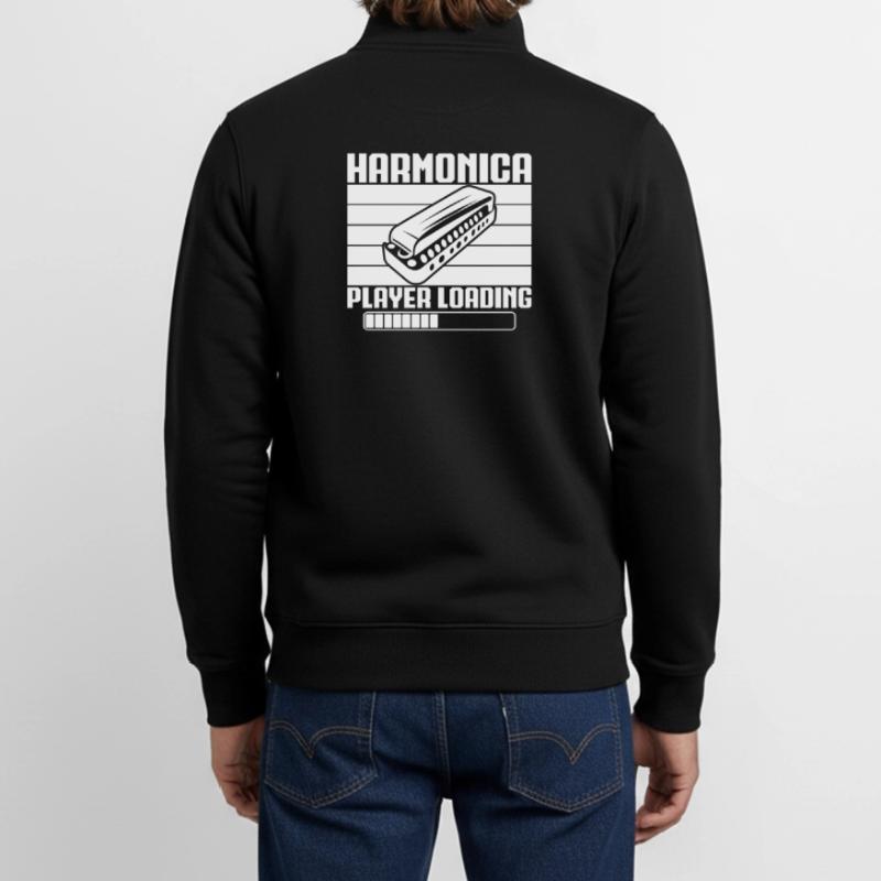 Harmonica Musican Player Loading Harmonica Unisex Organic Zip Sweatshirt by Stanley/Stella