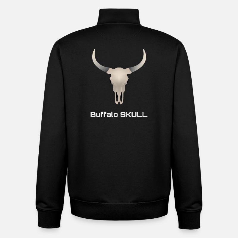 Crâne Buffle - Sweat zippé unisexe en coton bio Stanley/Stella - noir