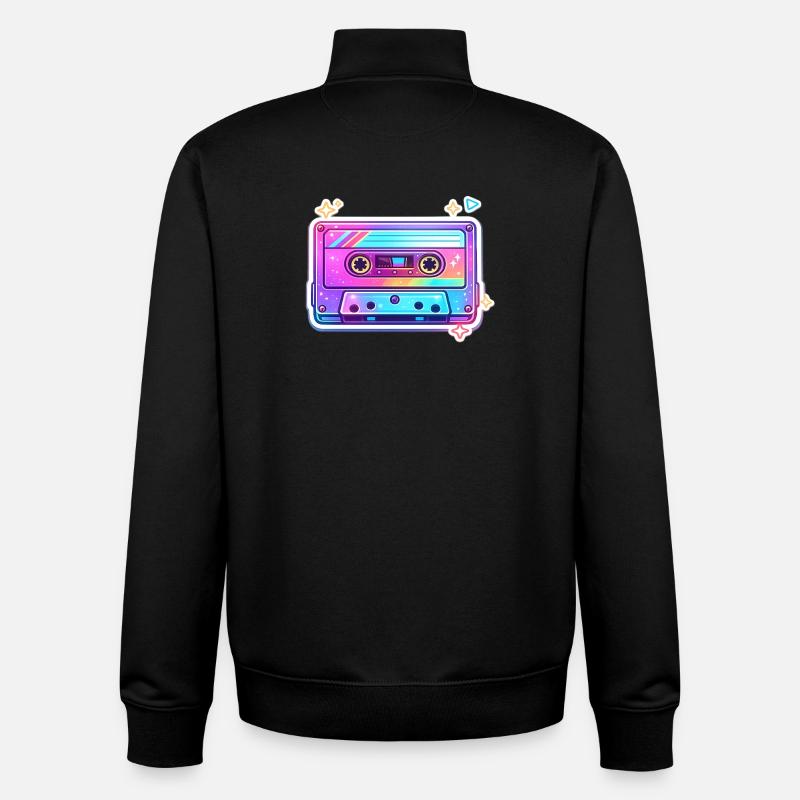 Neon Regenbogen Kassette Sticker - Unisex Organic Zip Sweatshirt von Stanley/Stella - Schwarz