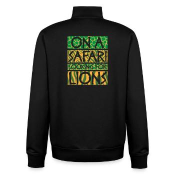 Safari Afrique Savane de la faune du Serengeti Lion - Sweat zippé unisexe en coton bio Stanley/Stella - noir - Dos - AI Model Male 185 light (185cm)
