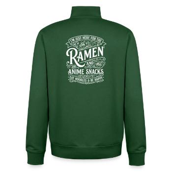 Ramen & Anime Snacks Motto - Unisex Organic Zip Sweatshirt von Stanley/Stella - Flaschengrün - Hinten - AI Model Male 185 dark (185cm)