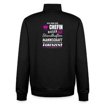Chefin der Standhaften Mannschaft Chefin Geschenke - Unisex Organic Zip Sweatshirt von Stanley/Stella - Schwarz - Hinten - AI Model Male 185 light (185cm)