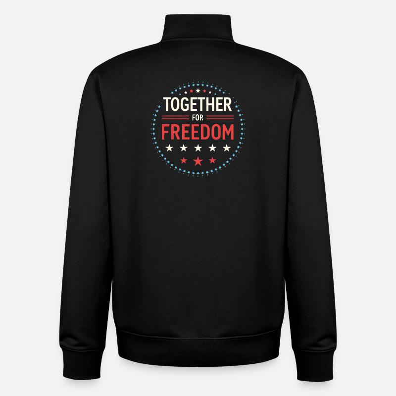 Ensemble pour la Liberté – Badge Étoilé - Sweat zippé unisexe en coton bio Stanley/Stella - noir