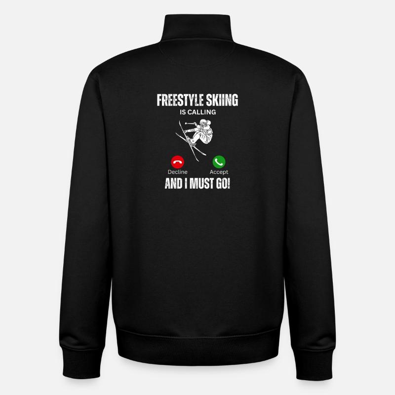 Freestyle Skiing Calling - Unisex Organic Zip Sweatshirt by Stanley/Stella - black