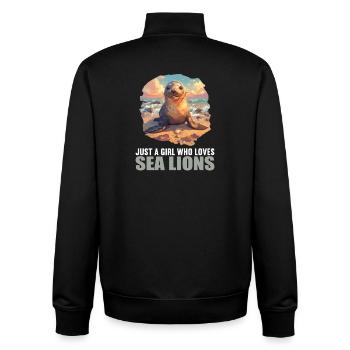 Sea Lions Sea Lion - Unisex Organic Zip Sweatshirt by Stanley/Stella - black - Back - AI Model Male 185 light (185cm)