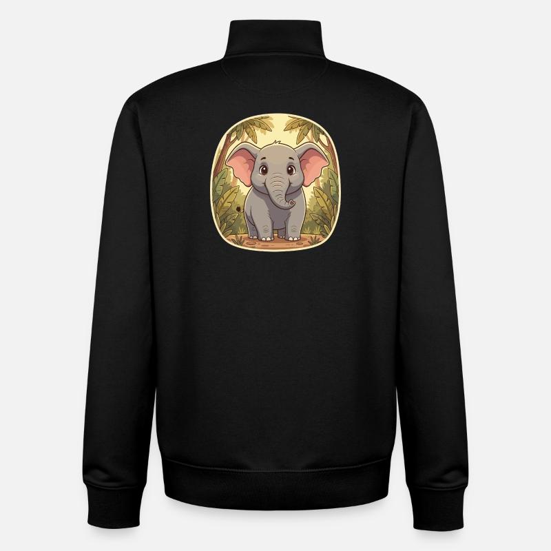 Petit éléphant dans la jungle - Sweat zippé unisexe en coton bio Stanley/Stella - noir