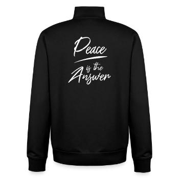 La paix est la réponse Typographie Design Diction - Sweat zippé unisexe en coton bio Stanley/Stella - noir - Dos - AI Model Male 185 light (185cm)