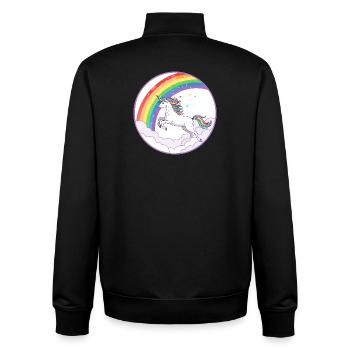 Regenbogen Einhorn über Wolken Herzchen Motiv - Unisex Organic Zip Sweatshirt von Stanley/Stella - Schwarz - Hinten - AI Model Male 185 light (185cm)