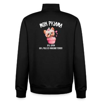 Lustige Yorkshire-Hundepyjamas  - Unisex Organic Zip Sweatshirt von Stanley/Stella - Schwarz - Hinten - AI Model Male 185 light (185cm)