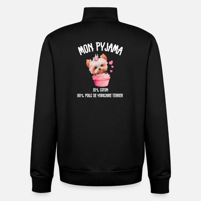 Pyjama Chien Yorkshire Drôle  - Sweat zippé unisexe en coton bio Stanley/Stella - noir