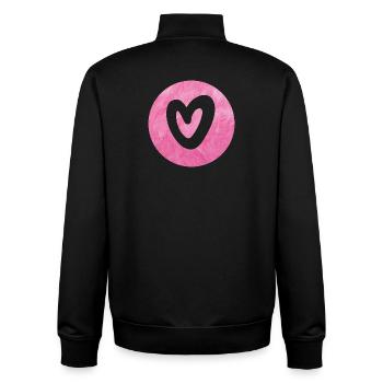 Mariage d'amour en fourrure rose duveteuse avec un cœur en forme de cercle - Sweat zippé unisexe en coton bio Stanley/Stella - noir - Dos - AI Model Male 185 light (185cm)