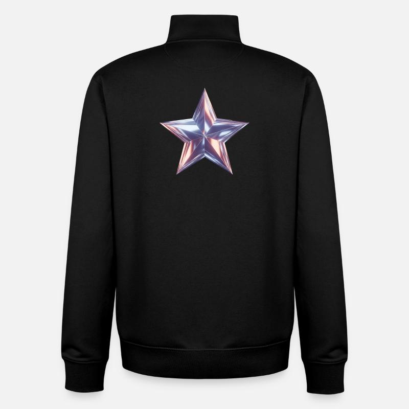 Étoile Métallique Lumière Violette - Sweat zippé unisexe en coton bio Stanley/Stella - noir