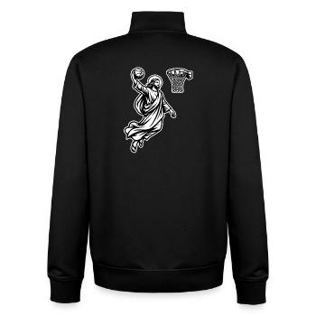 Dunking Jesus - Funny Basketball - Unisex Organic Zip Sweatshirt by Stanley/Stella - black - Back - AI Model Male 185 light (185cm)