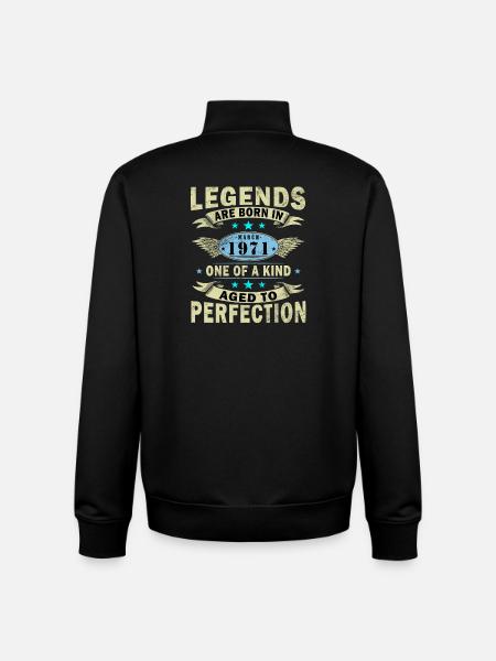 Verjaardagslegende maart 1971 - Unisex sweater met rits van biologisch katoen Stanley/Stella - zwart