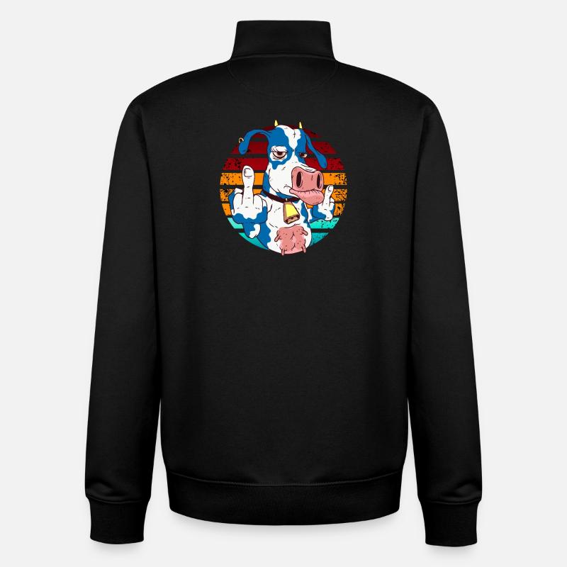 Vache avec un majeur dans l’arc-en-ciel - Sweat zippé unisexe en coton bio Stanley/Stella - noir