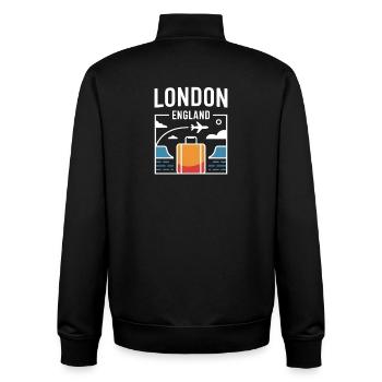 Motif de voyage Londres-Angleterre Voyage en ville - Sweat zippé unisexe en coton bio Stanley/Stella - noir - Dos - AI Model Male 185 light (185cm)