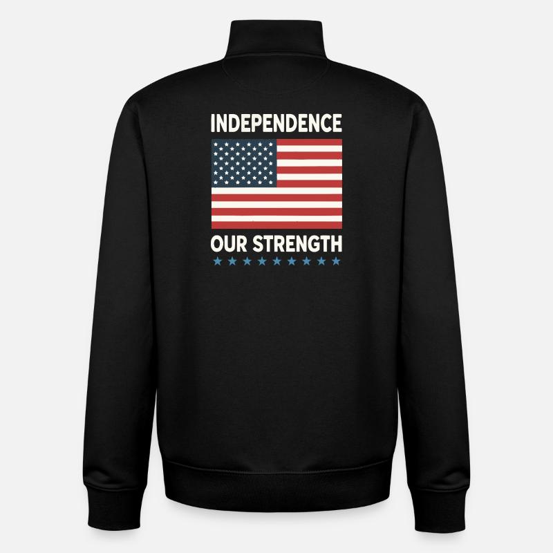 Indépendance et Force Américaine - Sweat zippé unisexe en coton bio Stanley/Stella - noir
