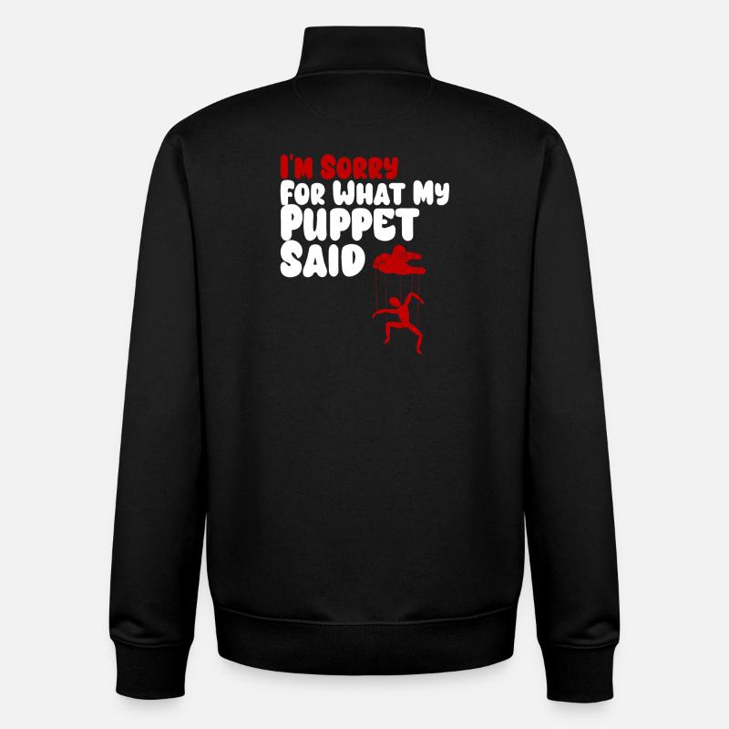 Puppet Confession on Strings - Unisex Organic Zip Sweatshirt by Stanley/Stella - black