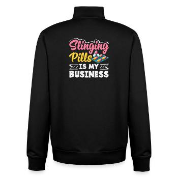Spin pills is my business pharmacist - Unisex Organic Zip Sweatshirt by Stanley/Stella - black - Back - AI Model Male 185 light (185cm)