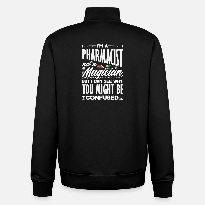 Pharmacien, pas magicien, technicien de pharmacie - Sweat zippé unisexe en coton bio Stanley/Stella - noir