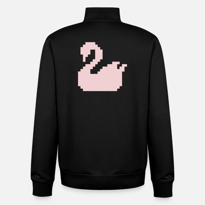 Silhouette rose Pixel Swan - Sweat zippé unisexe en coton bio Stanley/Stella - noir