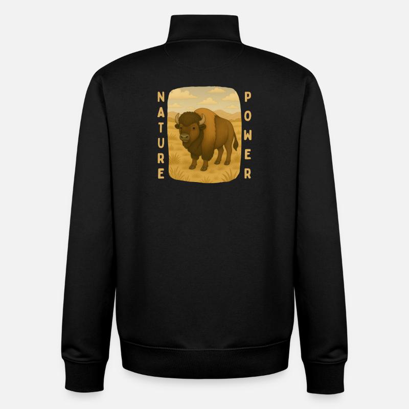 Bison on the Steppe - Unisex Organic Zip Sweatshirt by Stanley/Stella - black