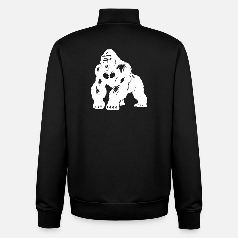 Gorilla Silverback Silhouette - Unisex Organic Zip Sweatshirt by Stanley/Stella - black