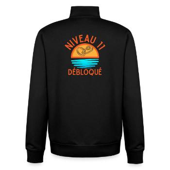 Niveau 11 Débloqué Anniversaire Original - Sweat zippé unisexe en coton bio Stanley/Stella - noir - Dos - AI Model Male 185 light (185cm)