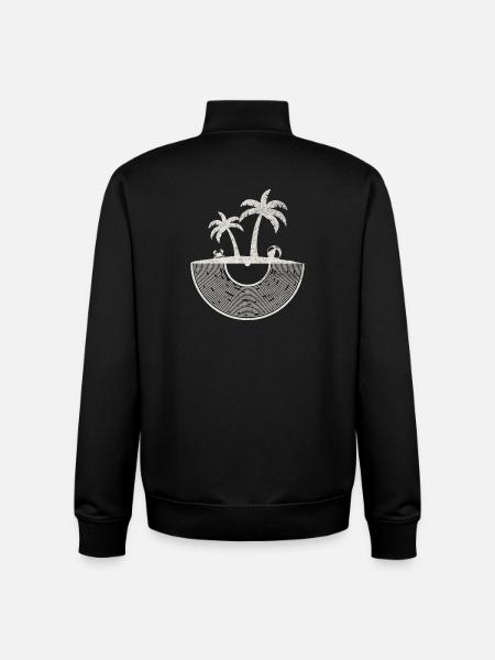 Tropical Vinyl Island Sunset Art - Unisex Organic Zip Sweatshirt by Stanley/Stella - black