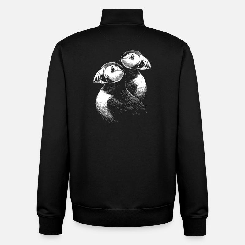 Macareux - Sweat zippé unisexe en coton bio Stanley/Stella - noir