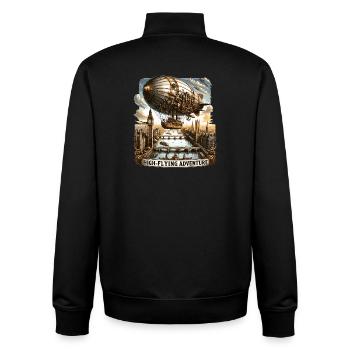 High-flying airship over London's horizon - Unisex Organic Zip Sweatshirt by Stanley/Stella - black - Back - AI Model Male 185 light (185cm)