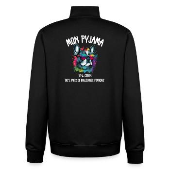 Pyjama Chien Bouledogue Français Humour - Sweat zippé unisexe en coton bio Stanley/Stella - noir - Dos - AI Model Male 185 light (185cm)