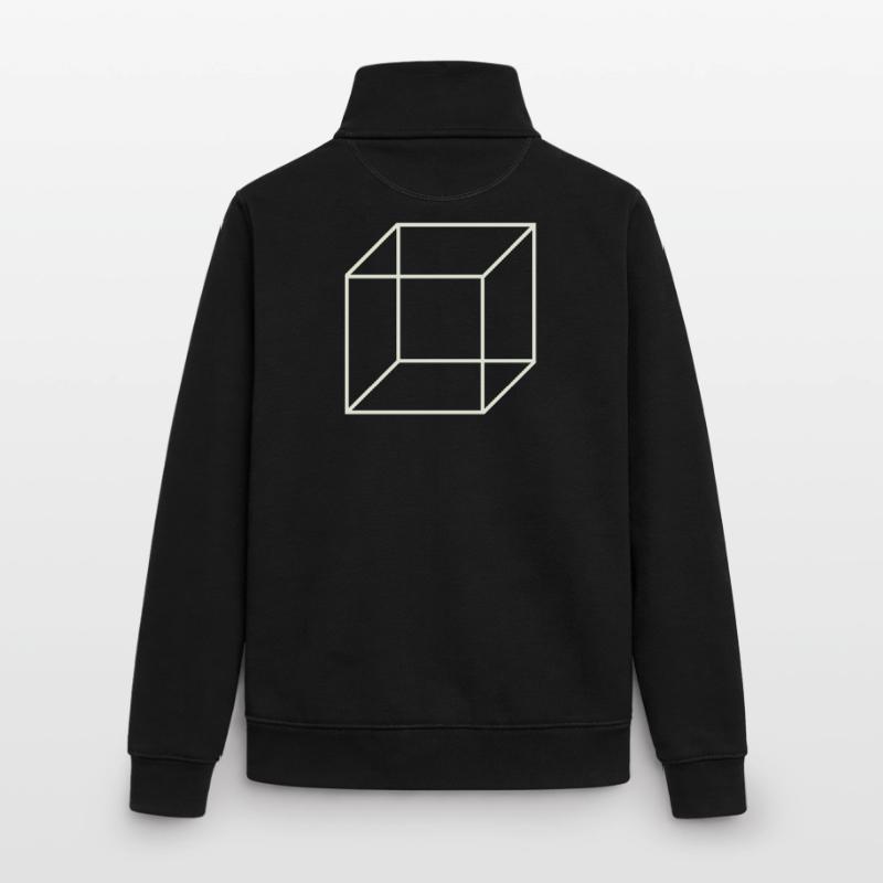 Geometric Wire Cube Unisex Organic Zip Sweatshirt by Stanley/Stella
