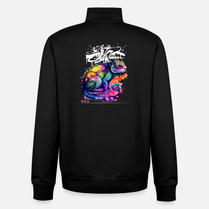 Farbenfroher Chamäleon Graffiti - Unisex Organic Zip Sweatshirt von Stanley/Stella - Schwarz