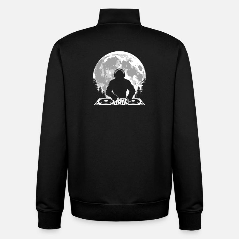 Bigfoot DJ Moon - Sweat zippé unisexe en coton bio Stanley/Stella - noir