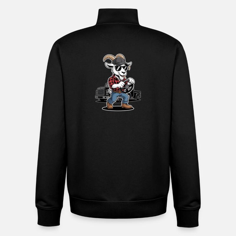 Style Chauffeur de camion Cool Goat - Sweat zippé unisexe en coton bio Stanley/Stella - noir