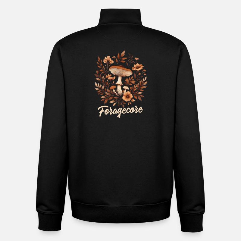 Sammel Ästhetik | Pilze Wald Herbst - Unisex Organic Zip Sweatshirt von Stanley/Stella - Schwarz