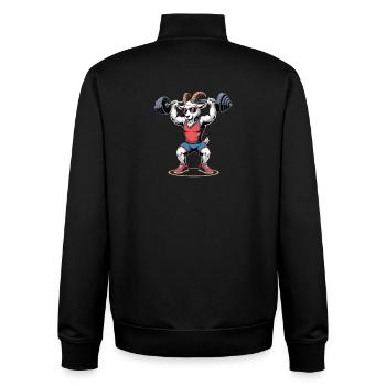 Strong bodybuilding goat doing squats - Unisex Organic Zip Sweatshirt by Stanley/Stella - black - Back - AI Model Male 185 light (185cm)